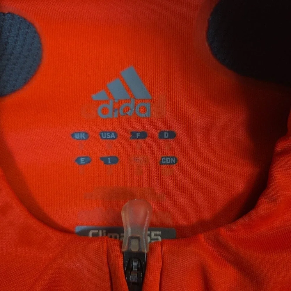 2009  adidas Formotion Referee Jersey Orange Pockets 1/4 Zip Size Small Soccer